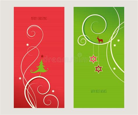 Set Of Decorative Christmas Cards Stock Vector Illustration Of Cards