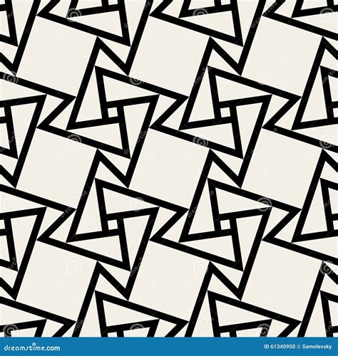 Vector Seamless Black And White Geometric Square Tile Pattern Stock
