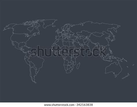 World Map Smoothed Country Borders Thin Stock Vector Royalty Free