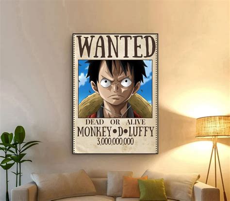 Luffy Wanted Poster Luffy Wanted Dead Or Alive Poster Wall Etsy