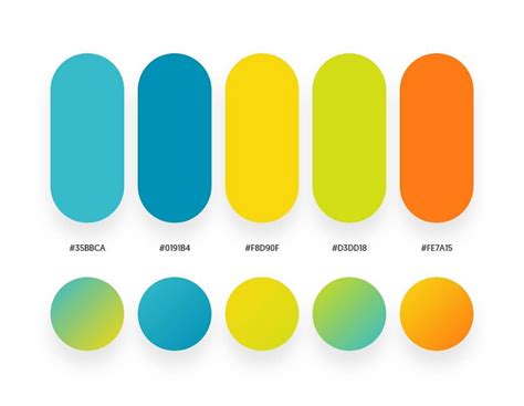 Blue Yellow Green Orange Color Schemes And Gradient Palettes Flat