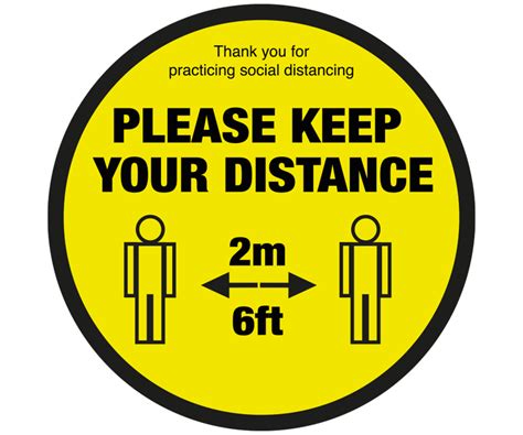 400mm Diameter Please Keep Your Distance Text And Symbol