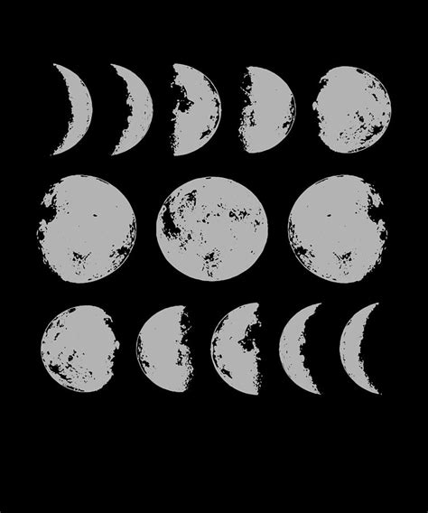 Moon Full Moon Lunar Phases Space Digital Art By Moon Tees Fine Art