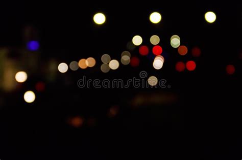 Abstract Background Of Blurred City Lights With Bokeh Effect Stock
