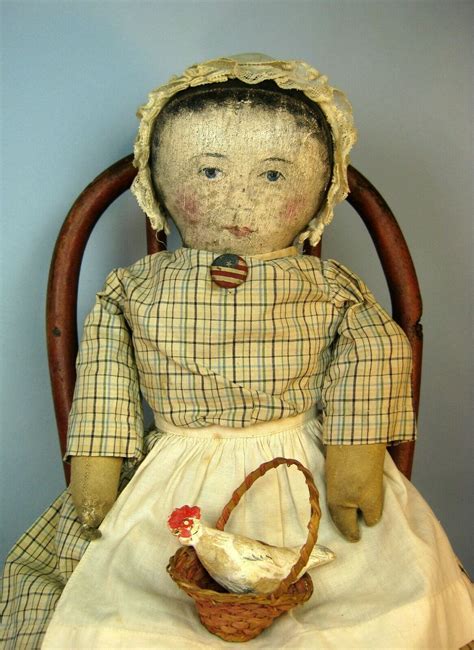 Antique Early Cloth Folk Art Primitive Rag Doll Oil Paint Face 19th C 15 5 Rare Ebay