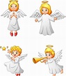 conjunto de colección de ángeles felices de dibujos animados 12882753 ...