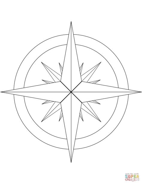Point Compass Rose Coloring Page Free Printable Coloring Pages