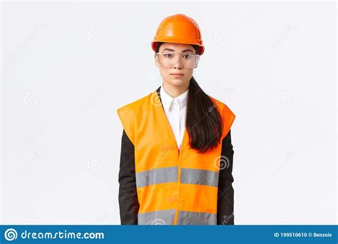 Serious Looking Professional Female Asian Construction Engineer