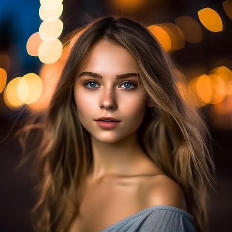 Premium Ai Image A Woman With Long Hair And Blue Eyes Stands In Front