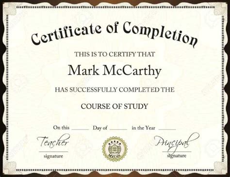 Army Certificate Of Completion Template