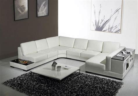 White Leather U Shaped Sectional Sofa With Storage Modern Living