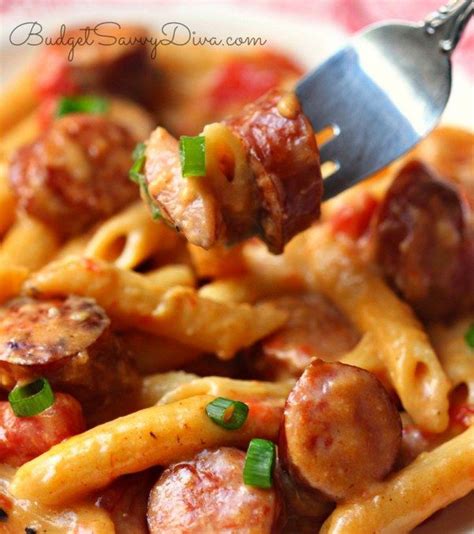Add chicken broth, tomatoes, milk, pasta and seasoning. One Pan Cheesy Smoked Sausage Pasta | Sausage recipes ...