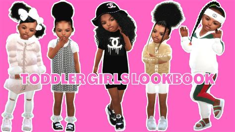 Sims 4 Cas Girls Toddler Designer Lookbook Cc Links Youtube