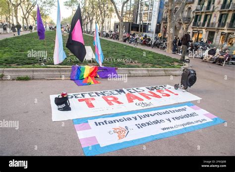 Barcelona Catalonia Spain 31st Mar 2021 Transgender Flags And