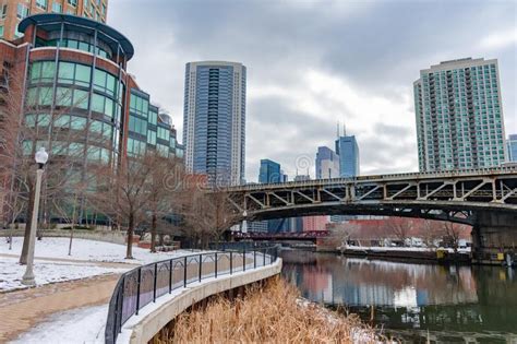 Walkway Along The Chicago River At Ward Park In River North Chicago