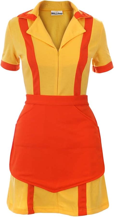 2 Broke Girls Costume Diner Uniform With Apron Of Caroline And Max Size M Yellow Bigamart