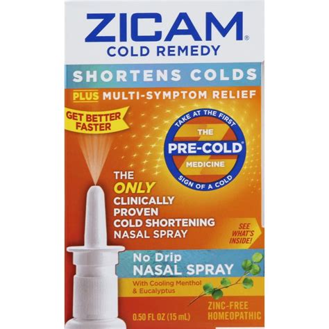 Zicam Cold Remedy Cold Shortening No Drip Zinc Free Nasal Spray 05oz Brickseek