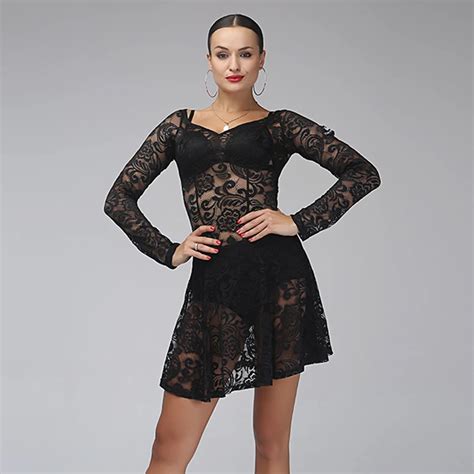 Buy Black Sexy Lace Latin Dance Dress To Dance Costumes Salsa Dress For Latina