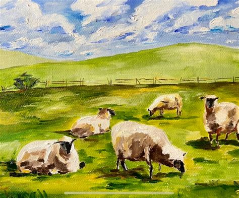 Irish Sheep Flock Original Oil Paint Farm Inspired Art From Etsy