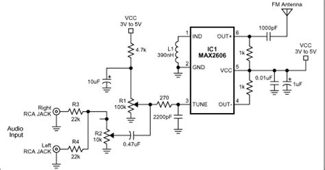 Mini Fm Transmitter Using Max2606 Electronic Schematic Circuit Diagram