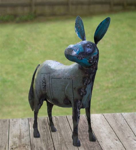 Handcrafted Recycled Metal Donkey Sculpture Wind And Weather