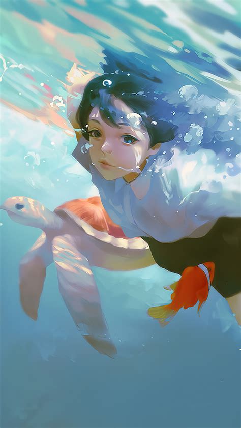 Anime Girl Swimming Art 4k 7710g Wallpaper Pc Desktop