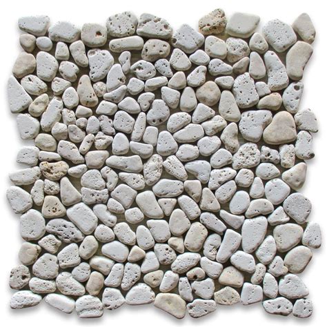 Stone Center Online Travertine Mix Giallo Marble River Rocks Pebble Stone Mosaic Tile Tumbled