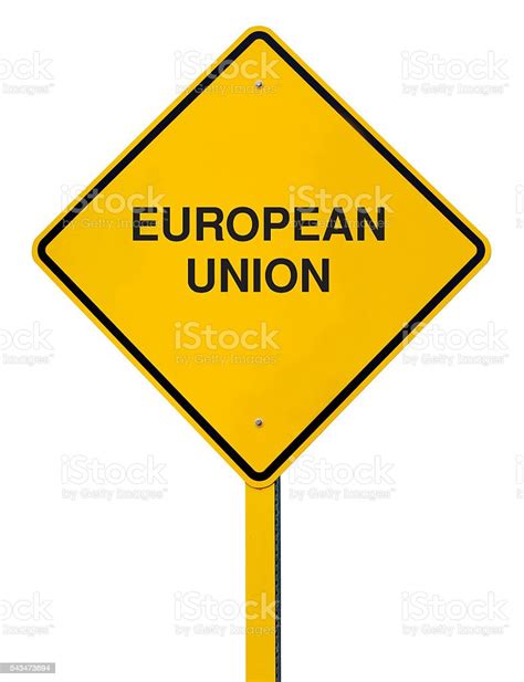 European Union Road Sign Isolated Against A White Background Stock