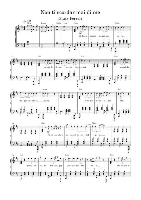 Non Ti Scordar Mai Di Me Sheet Music For Piano Solo Musescore Com