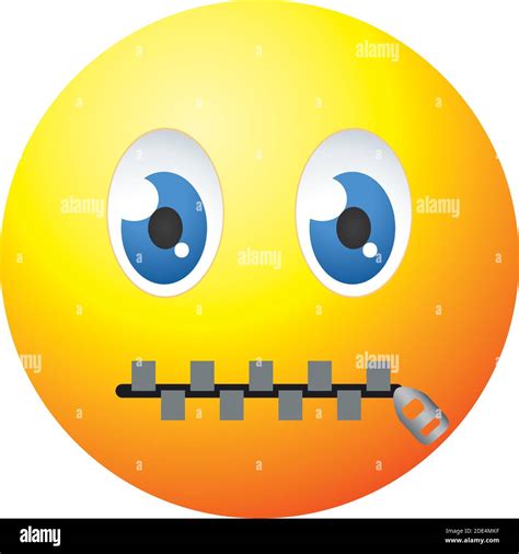 Zipper Mouth Emoji Face Icon Over White Background Colorful Design