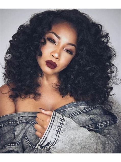 Sexy Curly Medium Hair Black Color Wigs For Black Women