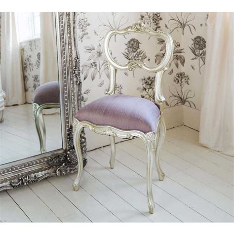 Sylvia Silver And Lilac Silk Seat Bedroom Chair French Bedrooms
