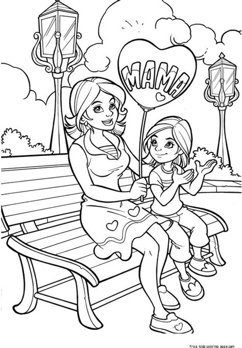 Coloring.com | choose a picture choose a picture Printable Happy mother and daughter in the park coloring ...