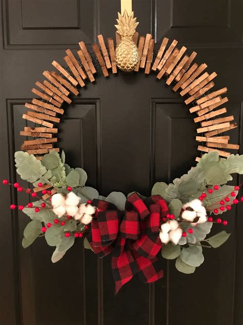 20 Clothespin Christmas Wreath By Southernnestco On Etsy