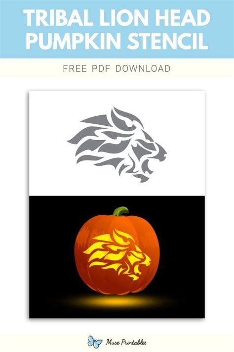 Free Printable Tribal Lion Head Stencil For Pumpkin Carving Download