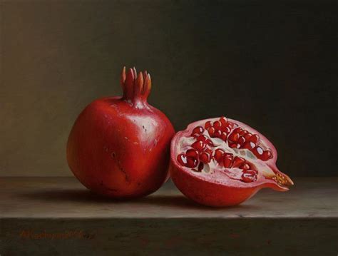 Pomegranates Oil Painting By Albert Kechyan Pomegranate Still