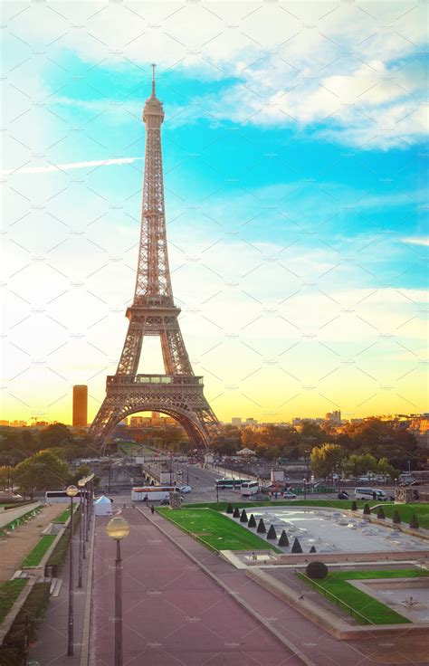 Eiffel Tour And From Trocadero Paris High Quality Architecture Stock