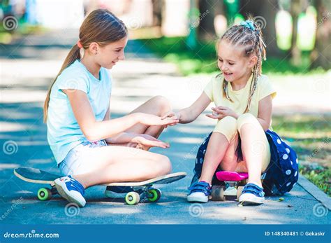 Smiling Little Kids Playing In The Park Stock Image Image Of
