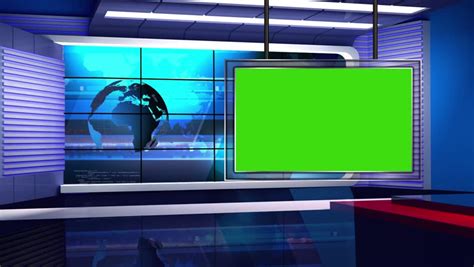 News Tv Studio Set Virtual Green Screen Royalty Free Video