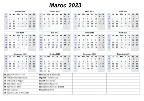 Maroc 2023 Calendrier 2023 Calendrier