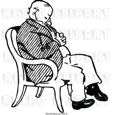 Vector Clip Art Of Retro Old Guy Sleeping In A Chair By Prawny Vintage