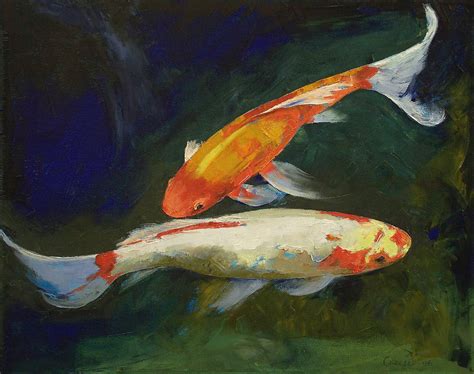 Feng Shui Koi Fish Painting By Michael Creese Pixels