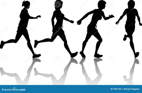 Female Joggers Stock Vector Illustration Of Runners Silhouette 930149