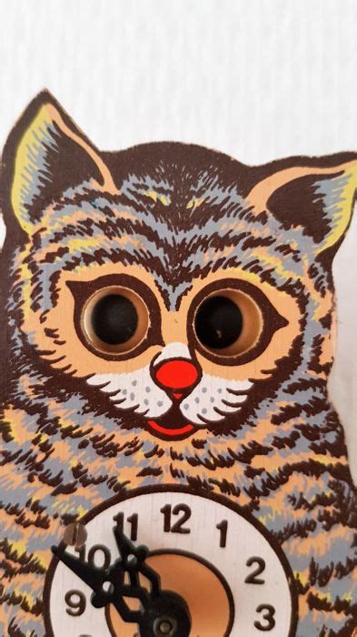 Vintage Wall Cat Clock With Rolling And Moving Eyes 1960s Catawiki
