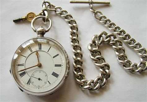 Large Antique Silver Waltham Pocket Watch And Chain 395381