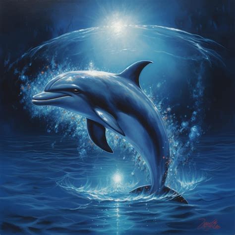 Premium Ai Image Painting Of A Dolphin Jumping Out Of The Water