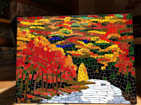 Stained Glass Mosaic Based On Johnathan Harris Autumn Stream Mosaic