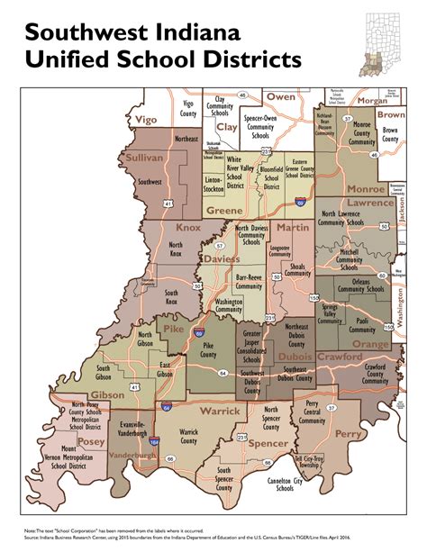 Unified School District Boundary Maps Stats Indiana