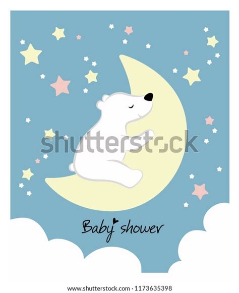 Cute Sleeping Bear On Moon Clouds Stock Vector Royalty Free