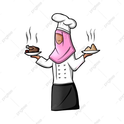 Hijab Clipart Transparent Png Hd Hijab Moslem Chef Hold Double Dish